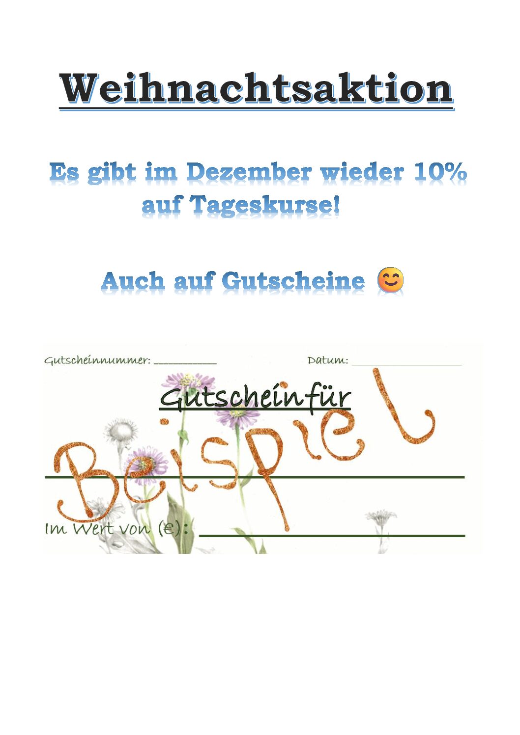 Weihnachtsaktion und Gutscheine