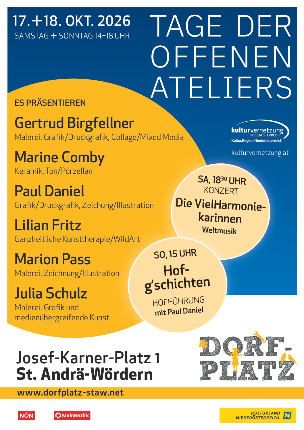 Einladung Tage der offenen Ateliers in NÖ 17.10+18.10.2026